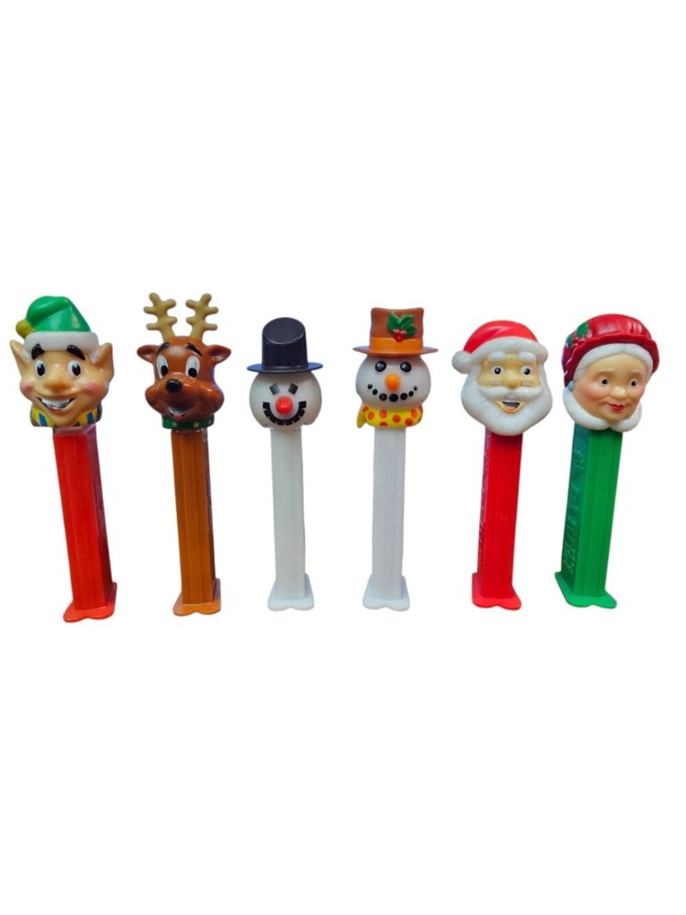 Vintage PEZ Christmas Holiday Dispensers Lot of 6 Santa Reindeer Elf Snowmen